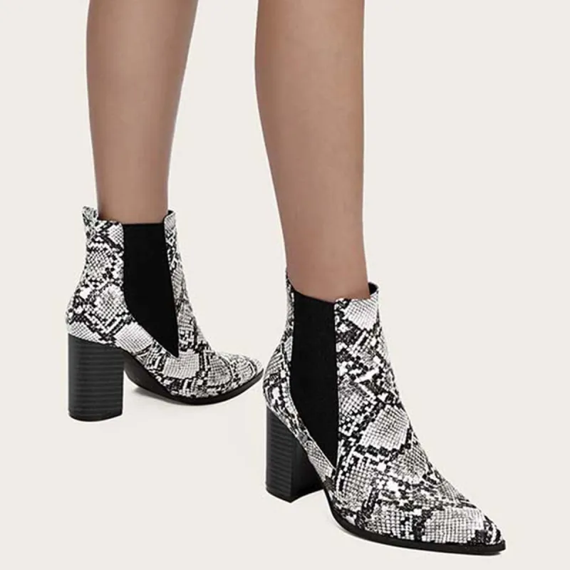 Chunky Heel Chelsea Booties Pointy Toe Western Ankle Boots sold by Tinstree
