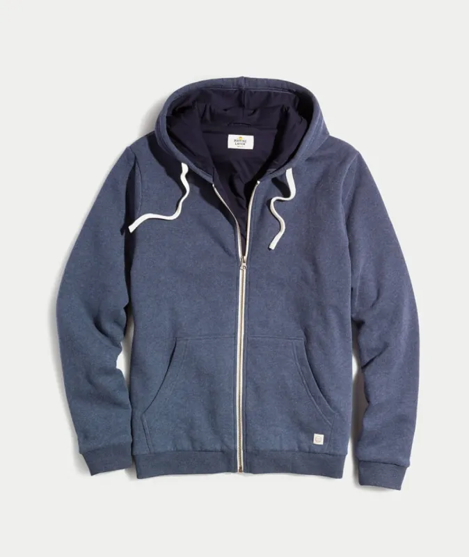 Signature Zip Lined Hoodie in Navy sold by Marine Layer