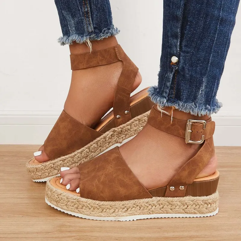 Open Toe Platform Espadrille Wedges Ankle Strap Sandals sold by Tinstree