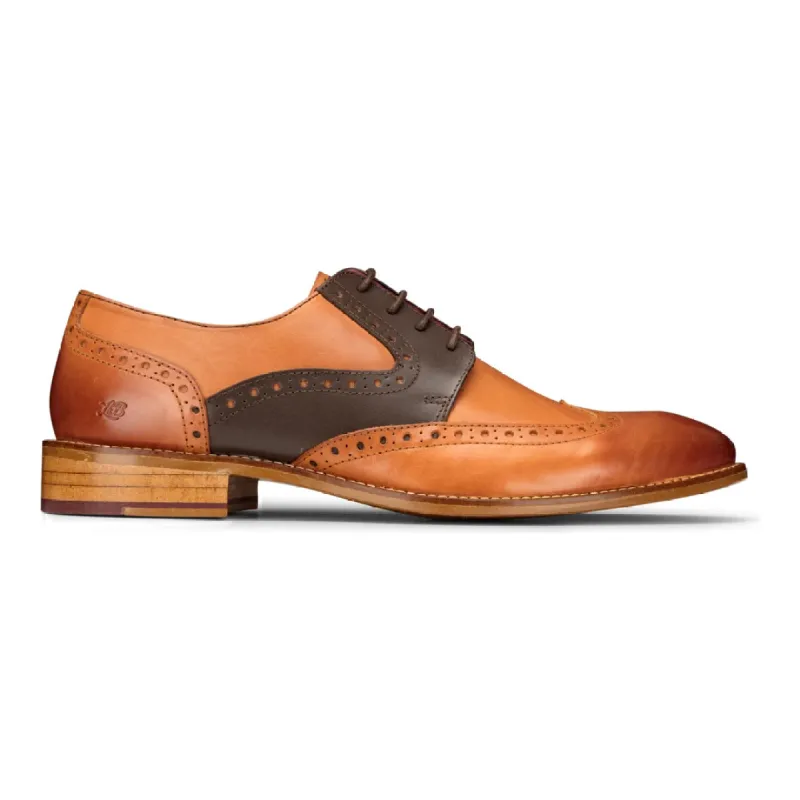 Mens Tan Navy Brown Red Brogue Shoes Laced Classic Vintage Formal Real Leather sold by Tru Clothing