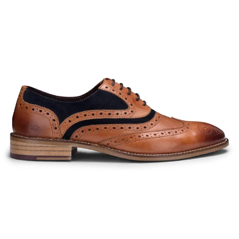 Mens Real Leather Vintage Shoes Brogues 1920s Suede Tweed Laced Shoes Smart Formal sold by Tru Clothing