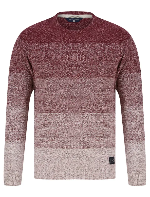 Dusen Graduated Colour Block Knitted Jumper in Claret - Tokyo Laundry sold by Tokyo Laundry