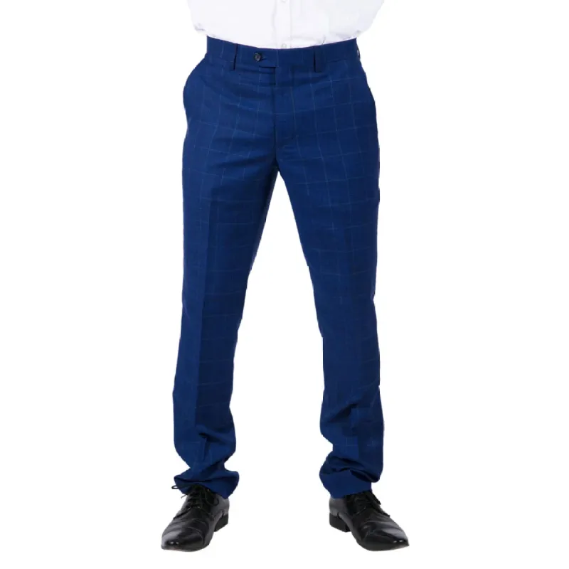 Rover - Men's  Blue Wedding Trousers Tweed Check sold by Tru Clothing