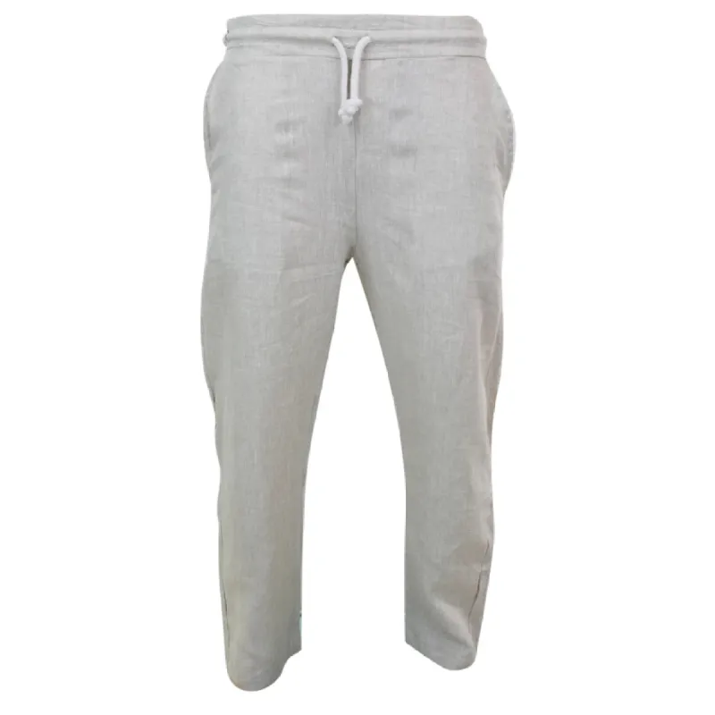 Men's Beige Cream Linen Summer Beach Trousers Elasticated Waist sold by Tru Clothing