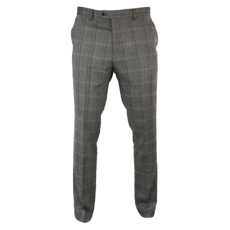 Connall - Men's Classic Tweed Check Vintage Trousers sold by Tru Clothing