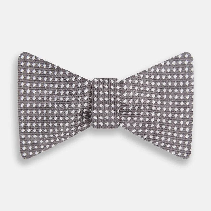 Grey and White Diamond Silk Bow Tie sold by Turnbull & Asser