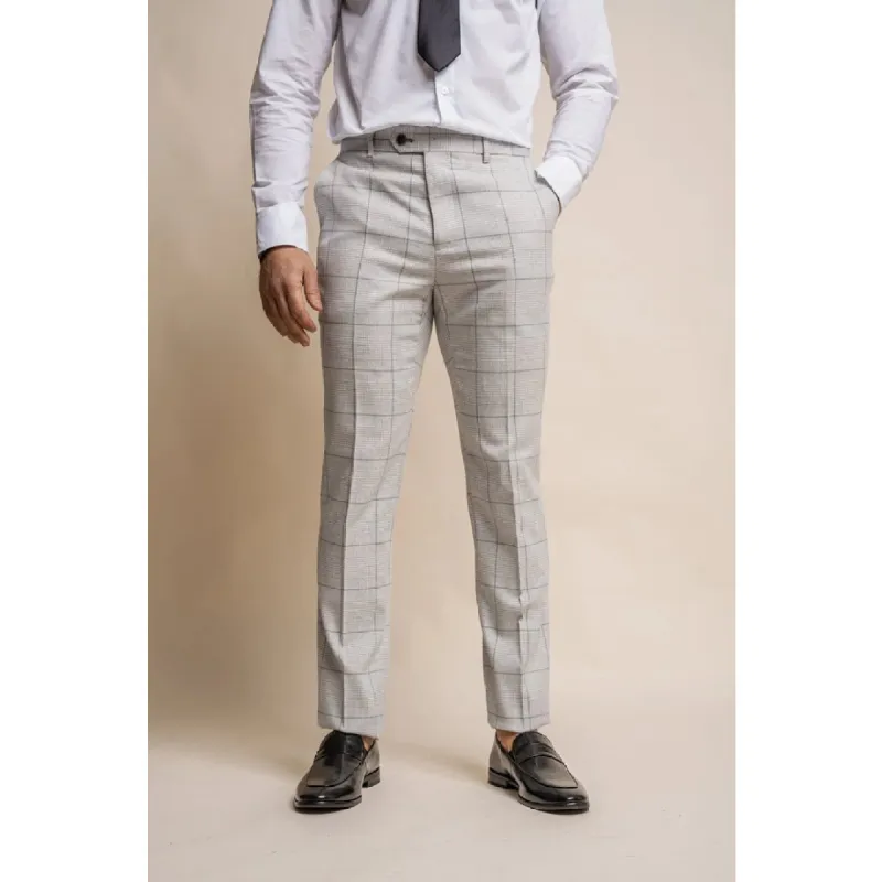 Radika - Men's Light Grey Check Trousers sold by Tru Clothing