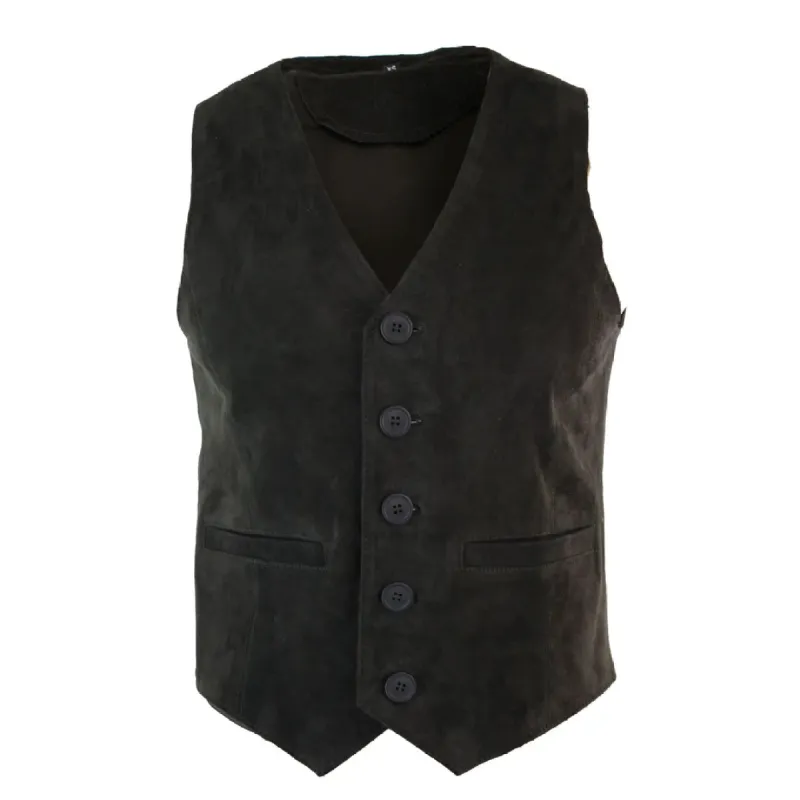 Men's Waistcoat Gilet Suede Leather Black Brown Burgundy Tan sold by Tru Clothing