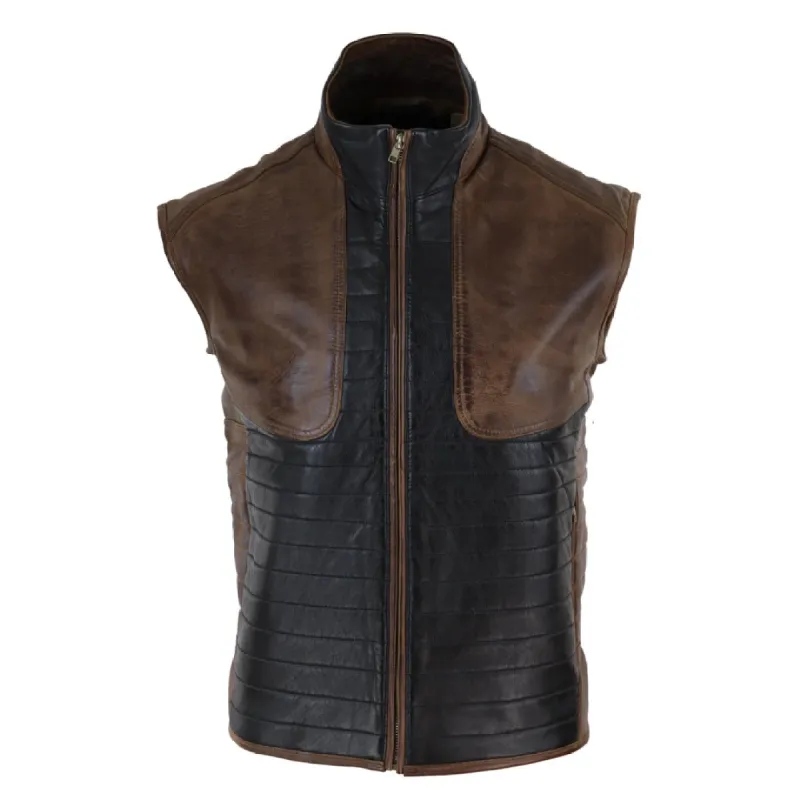 Men's Leather Black Brown Waistcoat Gilet Japanese Mortal Kombat Vest sold by Tru Clothing