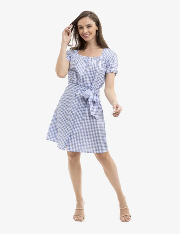 GINGHAM PUFF SLEEVE DRESS sold by U.S. Polo Assn.
