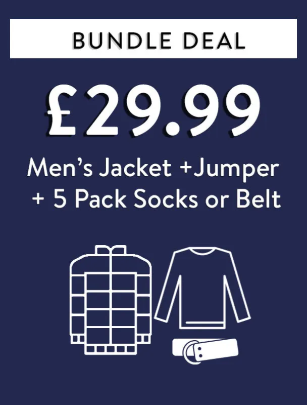 Bundle Deal - Jacket + Jumper + 5 Pack Socks or Belt for £29.99 sold by Tokyo Laundry