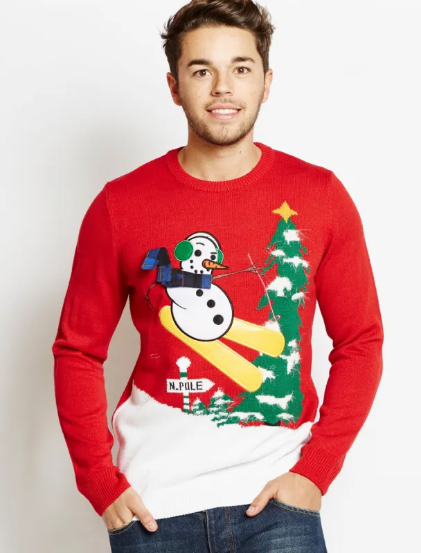 Merry Christmas Frosti The Ski Man red jumper sold by Tokyo Laundry