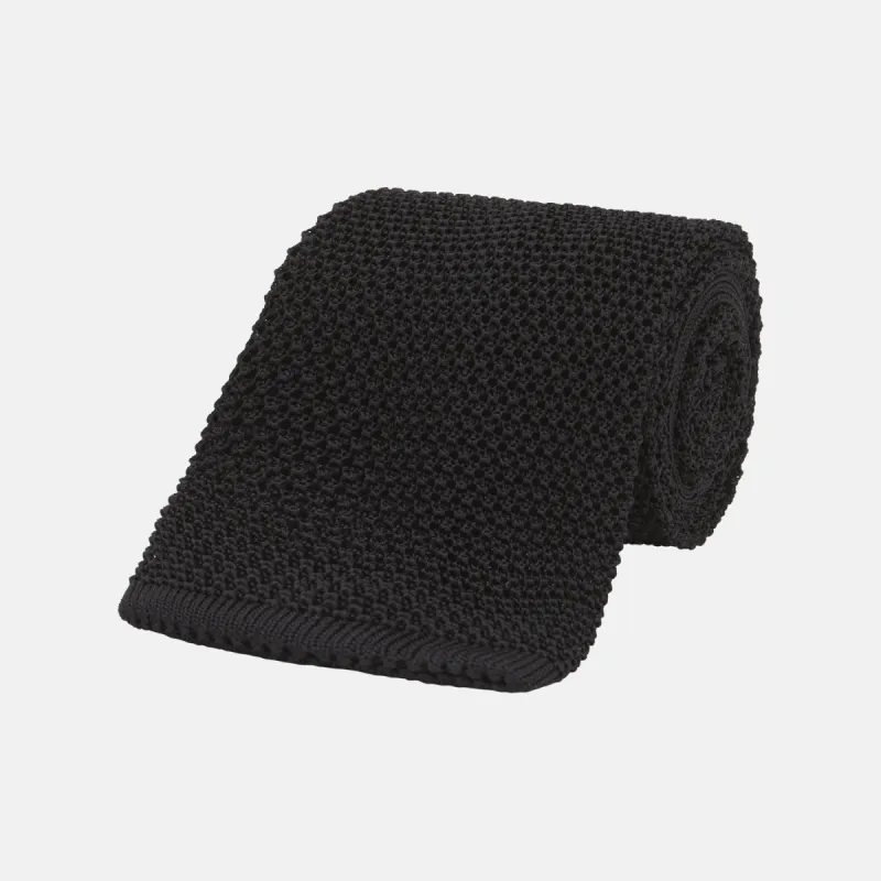 Black Knitted Silk Tie sold by Turnbull & Asser