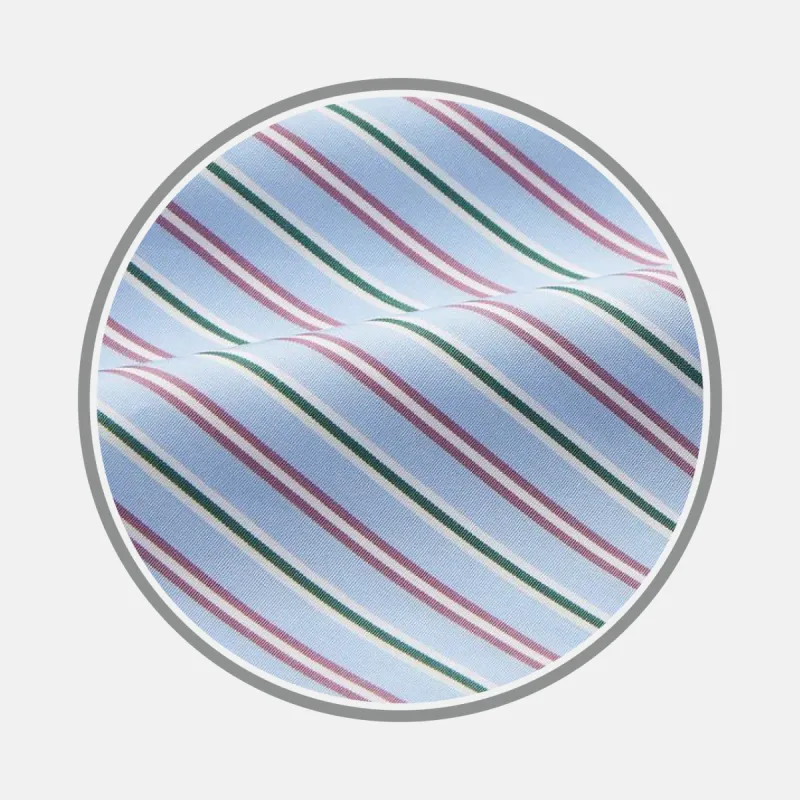 Blue, Purple & Green Stripe Cotton Fabric sold by Turnbull & Asser