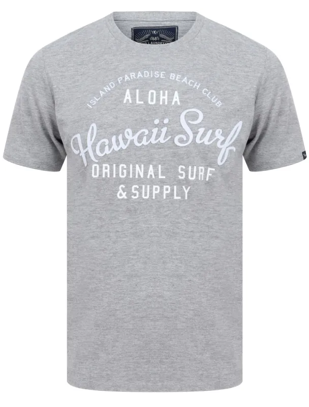 Travis Applique Motif Cotton Jersey T-Shirt in Light Grey Marl - Tokyo Laundry sold by Tokyo Laundry