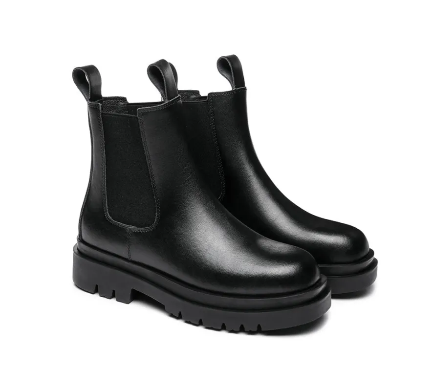 TARRAMARRA® Women Leather Block Heel Black Chunky Boots Vanya sold by UGG Express
