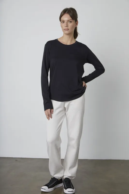 DANIELA WHISPER COTTON TEE IN BLACK sold by Velvet Tees