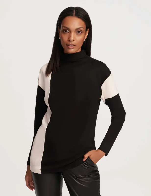 Colorblock Mock Neck Serenity Knit- Sale sold by Anne Klein