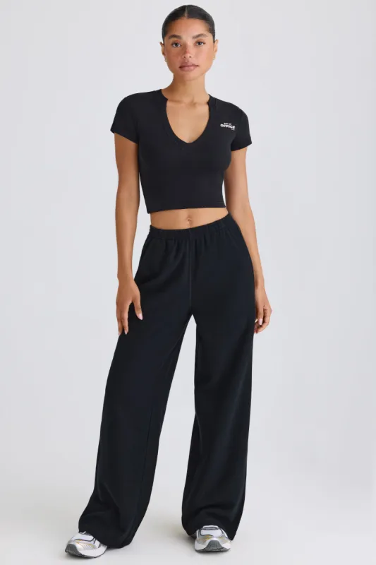 Straight-Leg Joggers in Black sold by Oh Polly