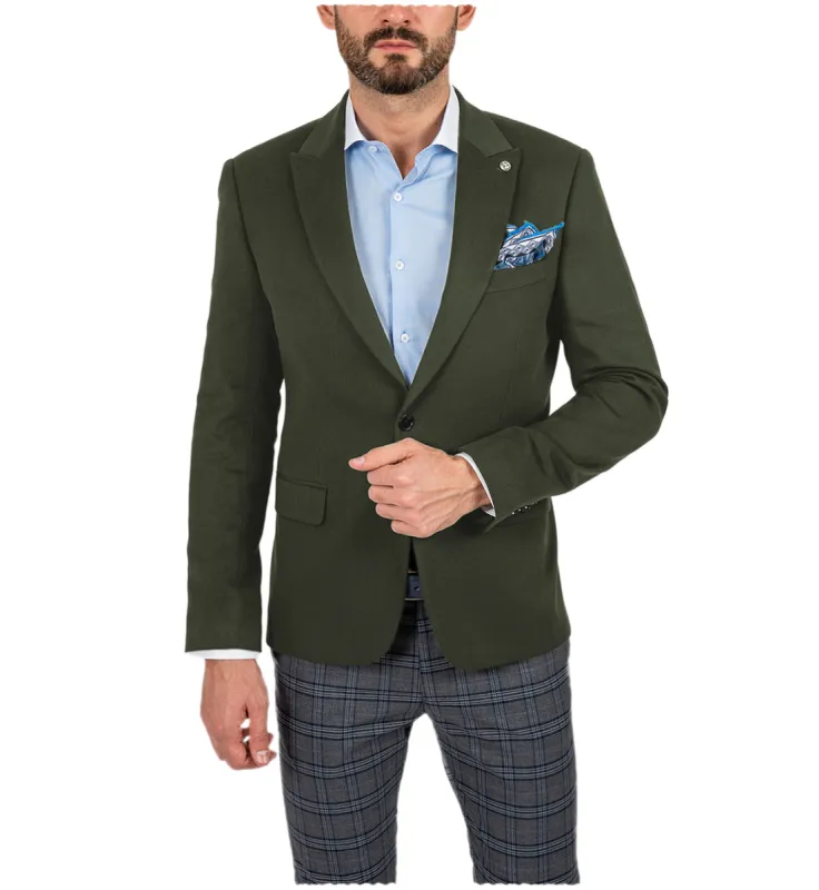 Menseventwear Formal Men's Slim Fit Peak Lapel Flat Blazer sold by Mens Event Wear