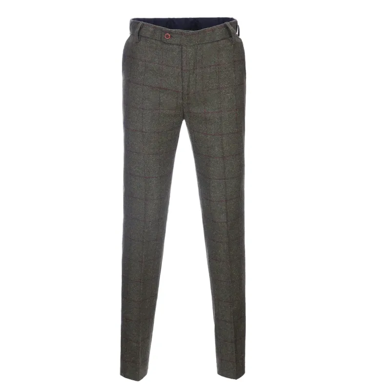 Menseventwear Men's Casual Suit Pants Green Plaid Pleat-Front Trousers sold by Mens Event Wear