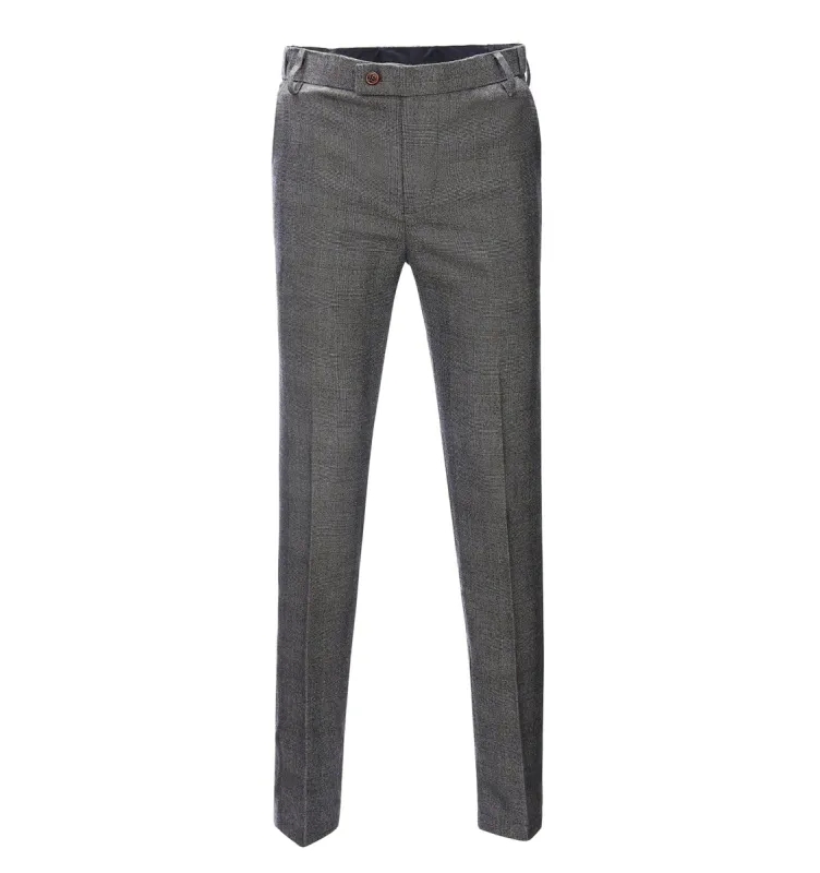 Casual Men's Suit Pant Grey Plaid Pleat-Front Trousers sold by Mens Event Wear