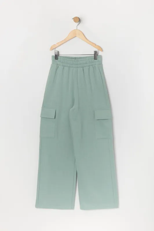 Girls Fleece Wide Leg Cargo Pant sold by Urban Planet