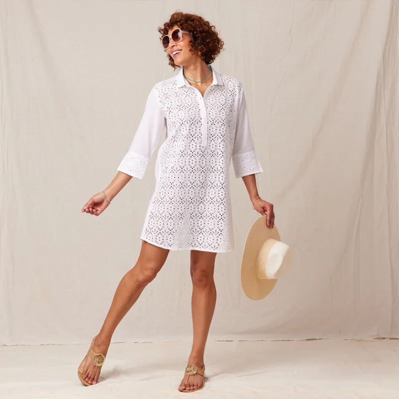 Breezy White Eyelet Beach Cover Up Shirt sold by rockflowerpaper
