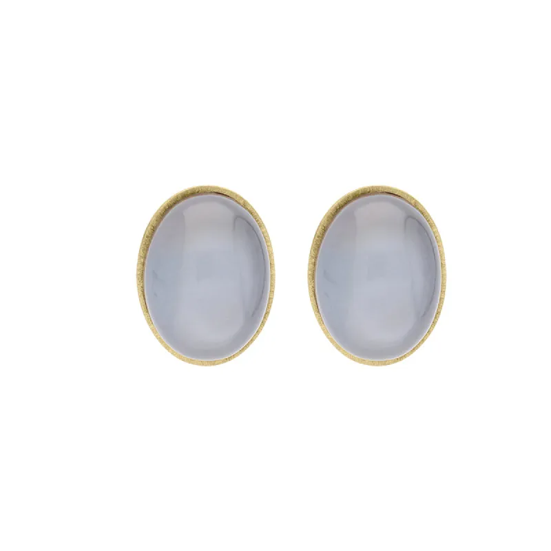 Sterling Silver Gold Plated Moonstone Oval Stud Earrings D sold by Jura Watches