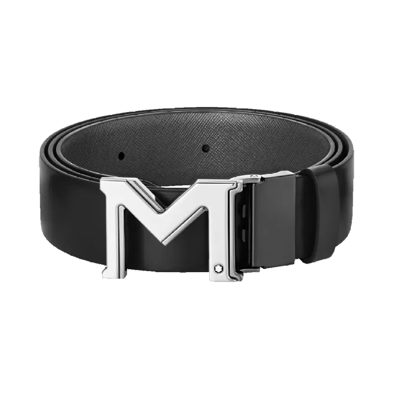 Montblanc M Buckle 35mm Reversible Leather Belt Black/Gray sold by Jura Watches