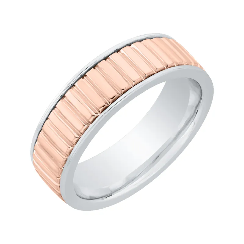 The Ilya Ring | 6.0mm Wide Two Tone Band sold by Ethica Diamonds