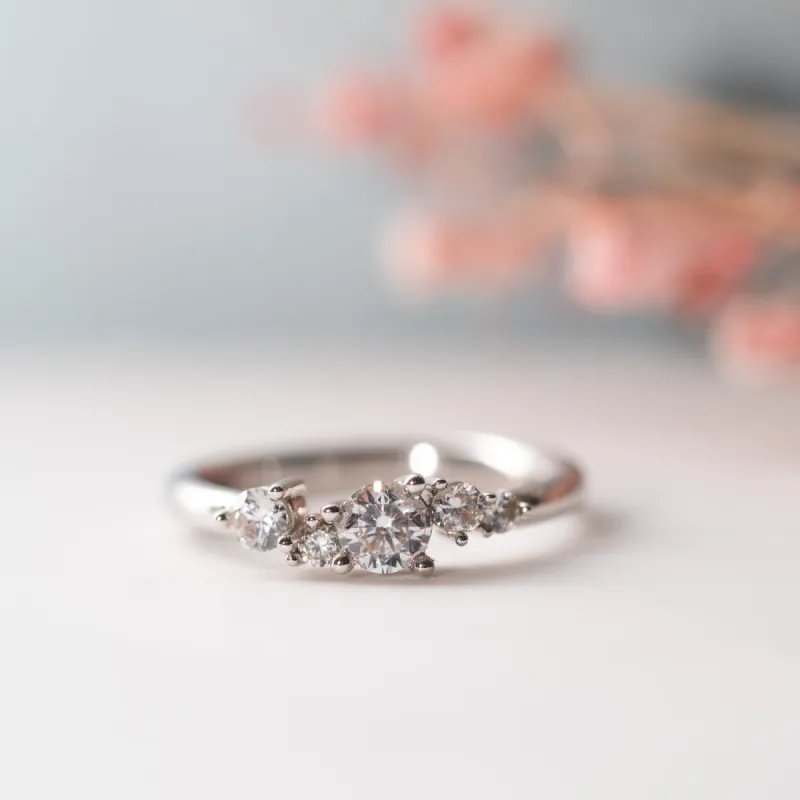 The Amara Ring | Lab Diamond Graduated Wave Cluster Ring sold by Ethica Diamonds