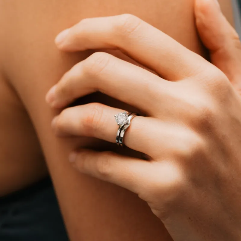 The Aria Wedding Ring | Matching Bridal Contoured Band sold by Ethica Diamonds