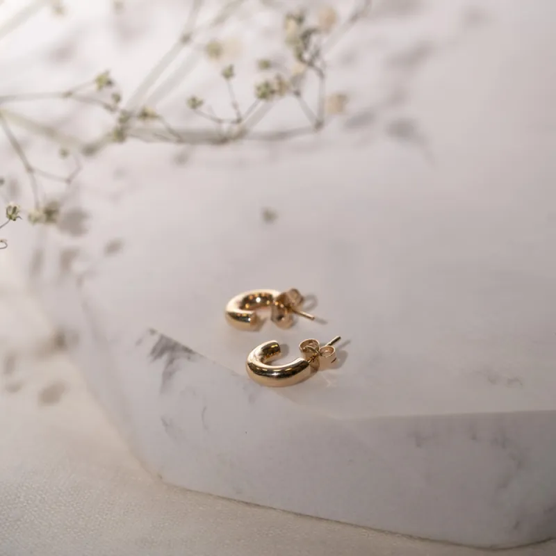 The Genni Earrings | 100% Recycled 9k Gold Huggies sold by Ethica Diamonds