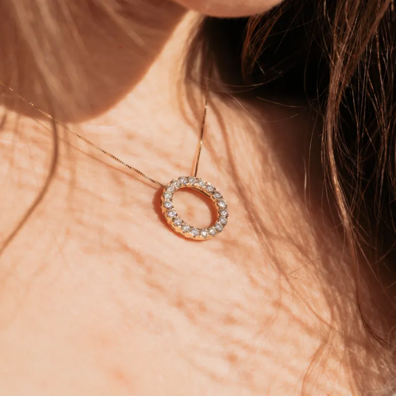 The Bianca Pendant | Round Lab Diamond Halo sold by Ethica Diamonds