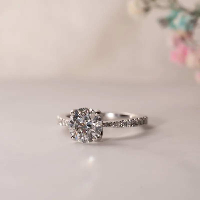 The Afonsa Ring | Lab Diamond Nature Inspired Shoulder Set Engagement sold by Ethica Diamonds