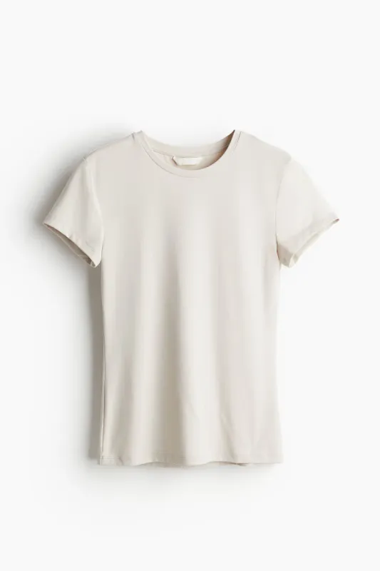 H&M - Fitted T-shirt - Beige sold by H&M