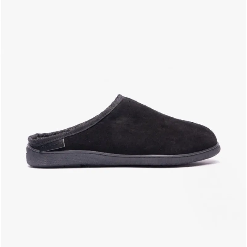 Hush Puppies ASHTON Mens Leather Mule Slippers Black sold by House of Slippers