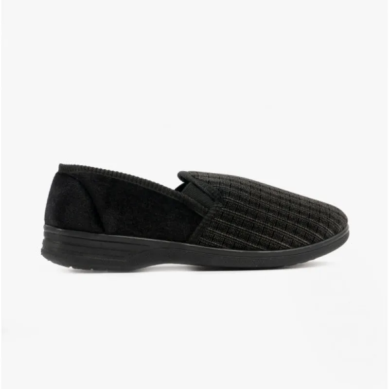 Zedzzz RICHARD Mens Full Slippers Black sold by House of Slippers
