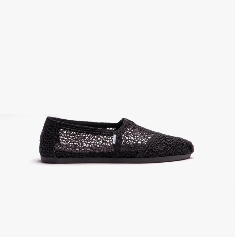 TOMS ALPARGATA Womens Crochet Espadrille Black sold by Shuperb