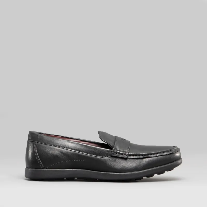 RICK Mens Leather Wide Fit Slip On Loafers Black sold by Shuperb