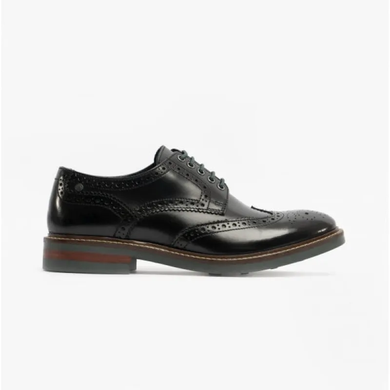 Base London WOBURN Mens Polished Leather Brogue Shoes Black sold by Shuperb
