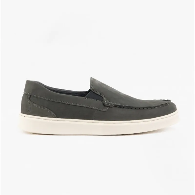 Hush Puppies MOUNT Mens Leather Loafers Grey Nubuck sold by Shuperb