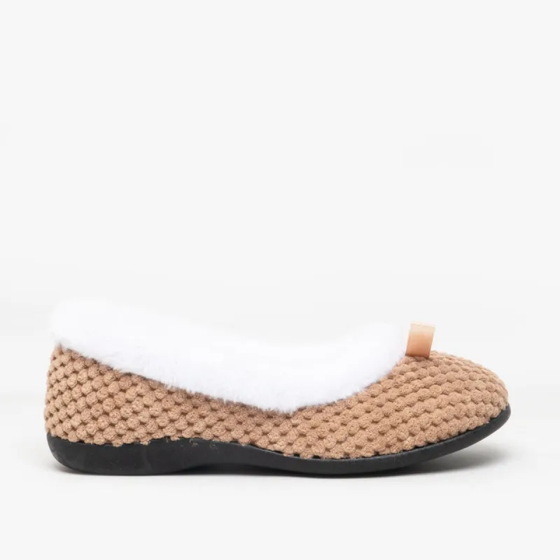 HOS Comfort CARA Womens Knit Slippers Taupe sold by Shuperb