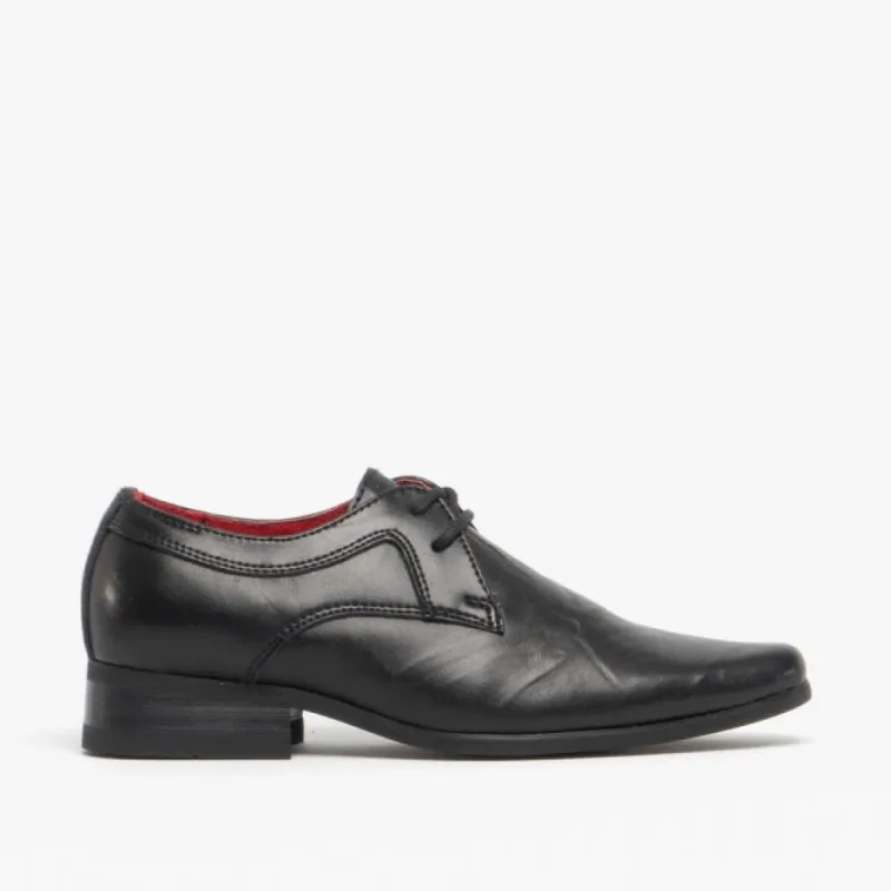 Front ROSSI Boys School Shoes Black sold by Shuperb