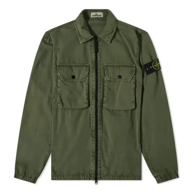 STONE ISLAND 2 Pocket Brushed Cotton Shirt Jacket 'Sage' 7515113WN-V0155 sold by KicksCrew