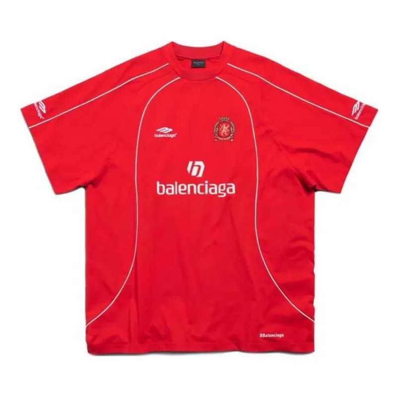 Balenciaga Soccer T-shirt Oversized 'Red White' 777705TPVV36643 sold by KicksCrew