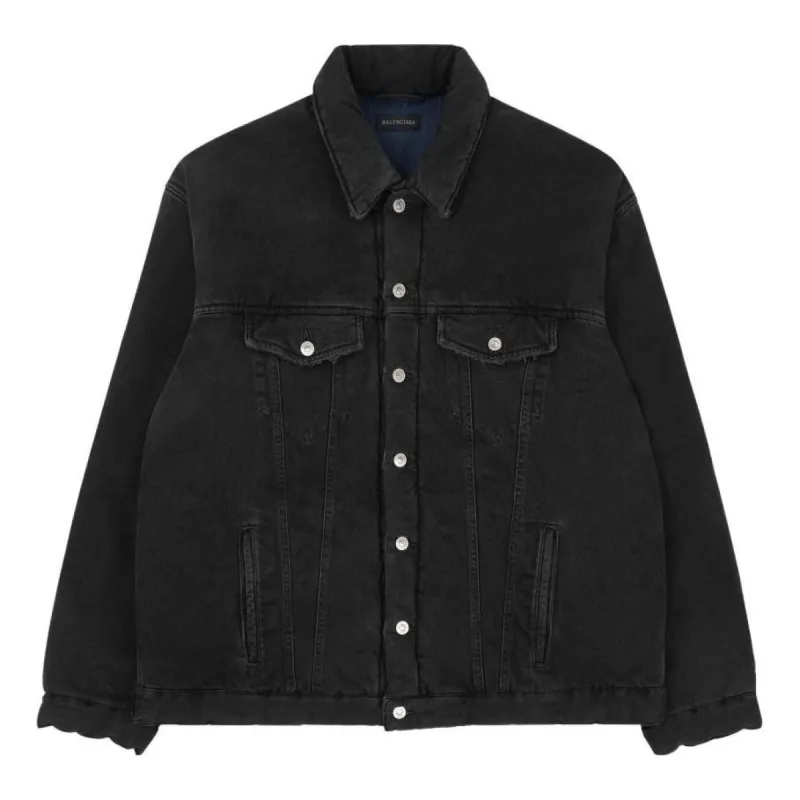Balenciaga Padded Japanese Denim Jacket 'Black' 681689TIWA21440 sold by KicksCrew