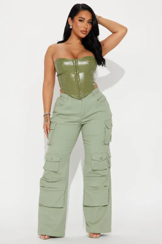 Elliana Cargo Pant - Sage sold by Fashion Nova