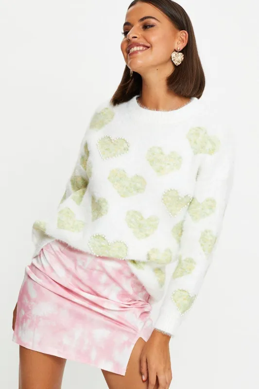 Green Love Heart Knit sold by Ally Fashion